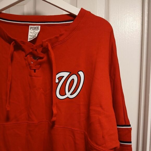 Red PINK Long Sleeve Shirt Washington NATIONALS SZ.L - Picture 2 of 5
